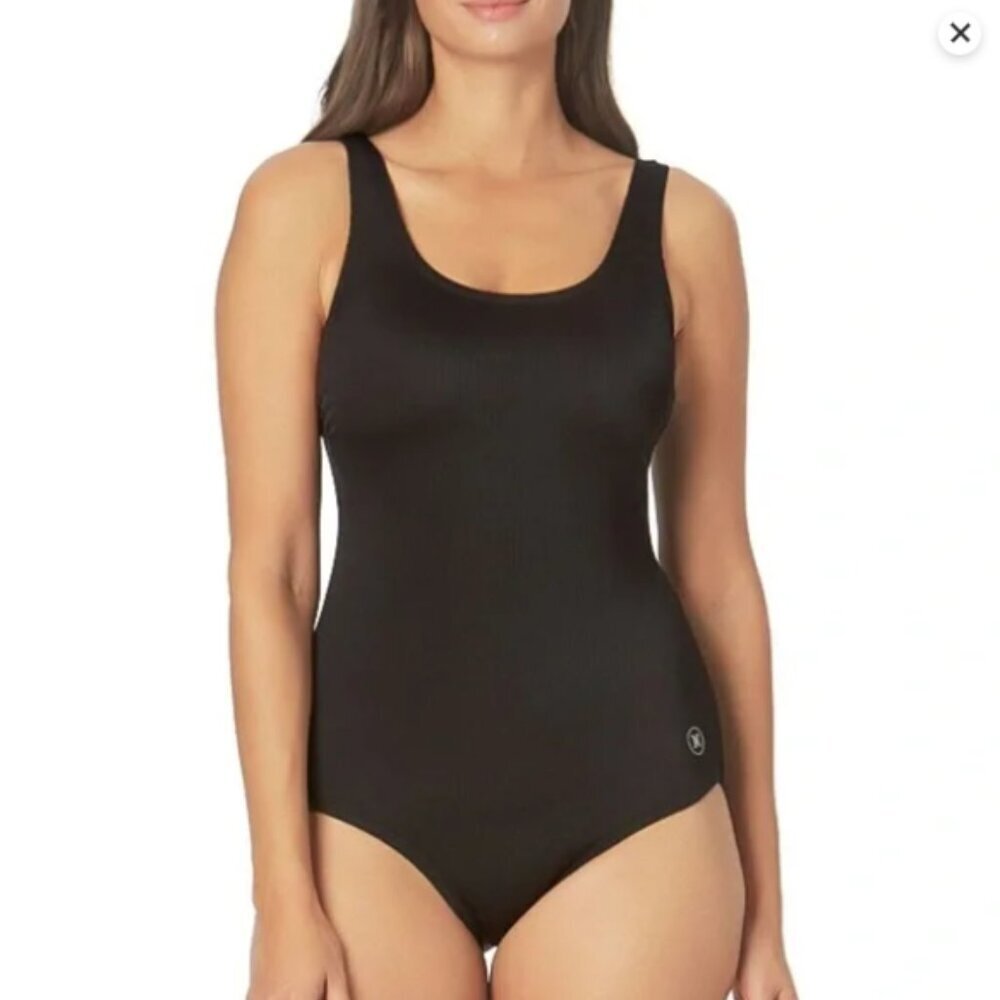 NWT Hurley Black & White Floral Ink Fresco Tank One Piece Swimsuit - Size XXL
